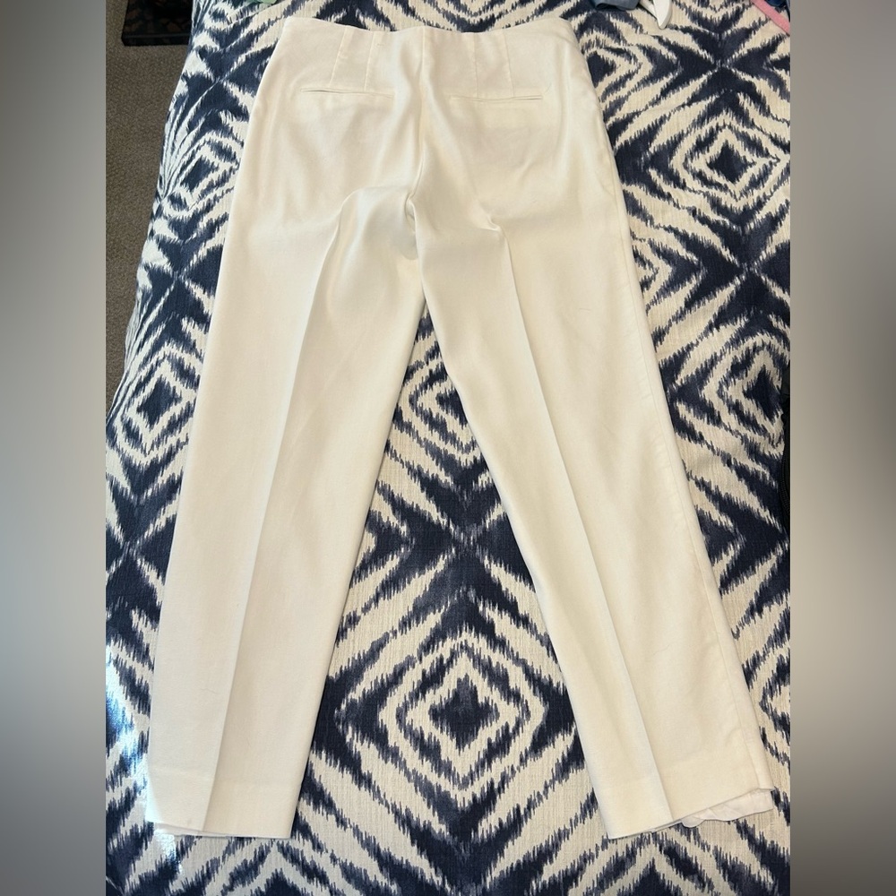 Ann Taylor Classic White Pants Women Linen Work Straight Leg Pants